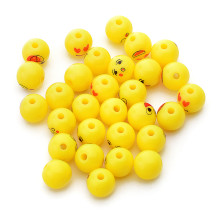 Бусины декоративные &quot;Emoji&quot; пластиковые, размер 0,8 см, 30 шт, желтые, с принтом, в пластик