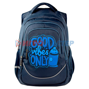 Сумки, рюкзаки, пеналы, кошельки Рюкзак школьный синий граффити (27.5х43х13 см, полиэстер, шелкография, 1 отделение)