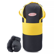 Набор для бокса: груша 50 см х Ø20 см. с перчатками. Цвет черный+желтый, ткань &quot;Оксфорд&quot;