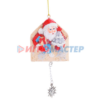 Ёлочные игрушки, шары Новогоднее подвесное украшение Дед мороз в конверте из полирезины 