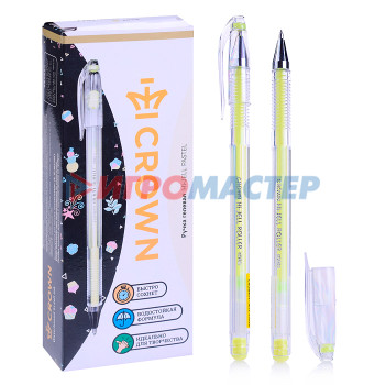 Ручки гелевые Ручка гелевая Crown &quot;Hi-Jell Pastel&quot; желтая, 0,8мм 