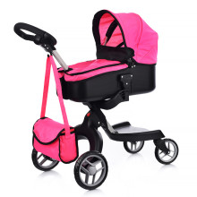 Коляска-люлька 9631A для кукол, металлическая, с сумкой, цвет ярко-розовый