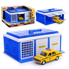 Игрушка пластик Пост ГАИ 22 см, ворота, ВАЗ-2106 (свет-звук, синий) в коробке