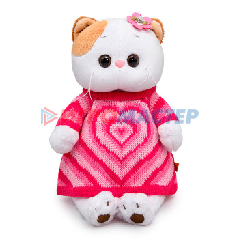 Мягкая игрушка Кошка Ли-Ли в вязаном платье с сердцем