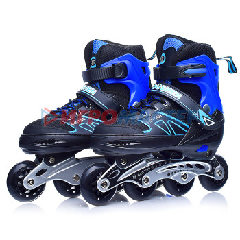 Ролики, скейтборды Роликовые коньки U001753Y раздвижные, PU колёса, размер L, черно-синие, в сумке