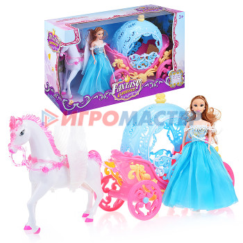Кареты с лошадьми, машины для кукол Карета 349A с куклой и лошадкой, в коробке