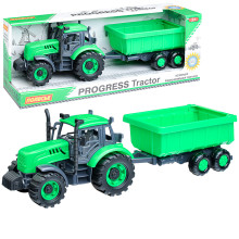 Трактор &quot;Прогресс&quot; с прицепом инерционный (зелёный) (в коробке)
