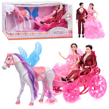Карета 908A с лошадью и набором кукол, в коробке