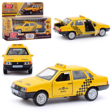 Машина металл ВАЗ-21099 &quot;Спутник&quot; Такси 12 см, (откр. двери, багаж, желтый) в коробке
