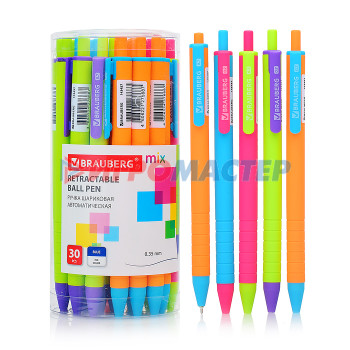 Ручки шариковые Ручка шариковая автоматическая &quot;MIX&quot;, синяя, корпус ассорти, узел 0,7 мм, линия письма 0,35 мм