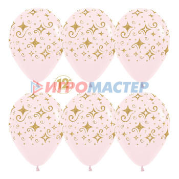 Надувные шары Шар (12&#039;&#039;/30 см) Сверкающие бриллианты, Нежно-розовый (609), макарунс, 5 ст, 25 шт.