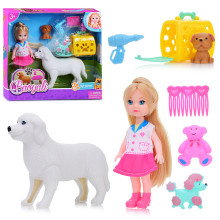 Набор Кукла 127-2 с собакой и щенками, в коробке