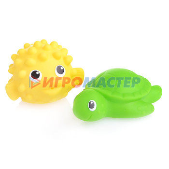 Игрушки для ванны, пластизоль Набор для купания 5 (2 игрушки Черепаха, Рыба-Еж)