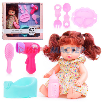 Куклы, пупсы интерактивные, функциональные Кукла 3358-7G с аксессуарами, в коробке