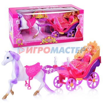 Кареты с лошадьми, машины для кукол Карета 5009 с лошадью в коробке