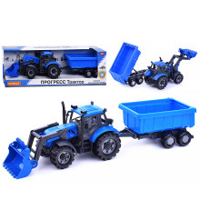 Трактор &quot;Прогресс&quot; с прицепом и ковшом инерционный (синий) (в коробке)