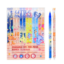 Ручка гелевая со стираемыми чернилами ANIMAL, цена за 12 шт  синяя , игольч.пиш. узел 0.5мм,