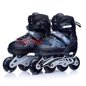 Ролики, скейтборды Роликовые коньки U001751Y раздвижные, PU колёса со светом, размер S, черные, в сумке