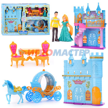 Кареты с лошадьми, машины для кукол Карета SS049C &quot;Мечта принцессы&quot; с лошадкой, замком и фигурками, в коробке