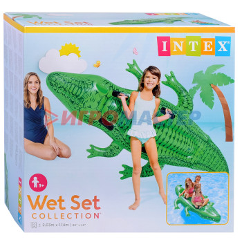 Надувные игрушки для плавания Игрушка для плавания «Аллигатор», с ручками, 203 х 114 см, от 3 лет, 58562NP INTEX