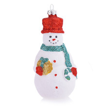 Новогоднее подвесное украшение Снеговик с подарком из пластика (полистирол)