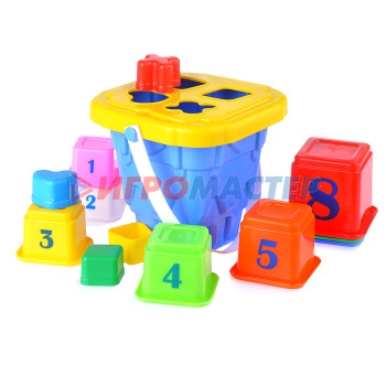 Сортеры, логические игрушки Логический набор Башня (с крышкой и с 4 логическими фигурами,пирамида 8 эл)