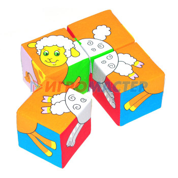 Мягкая развивающая игрушка Игрушка кубики &quot;Собери картинку&quot;(Животные-2)
