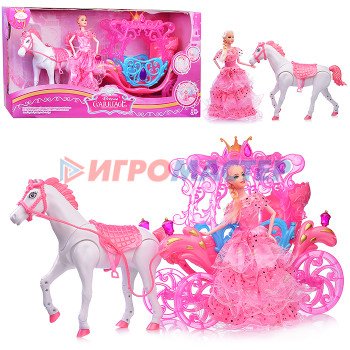 Кареты с лошадьми, машины для кукол Карета 810A с лошадью и куклой, в коробке
