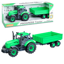 Трактор &quot;Прогресс&quot; с бортовым прицепом инерционный (зелёный) (в коробке)