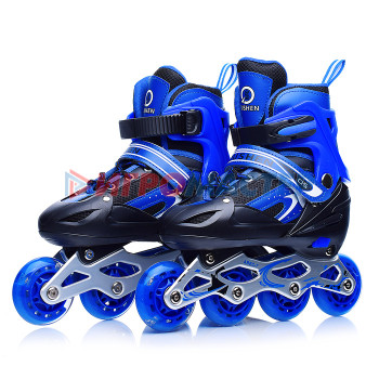 Ролики, скейтборды Роликовые коньки U001746Y раздвижные, PU колёса со светом, размер M, синие, в сумке