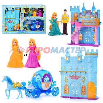 Кареты с лошадьми, машины для кукол Карета SS049A &quot;Королевская&quot; с лошадкой, замком и фигурками, в коробке