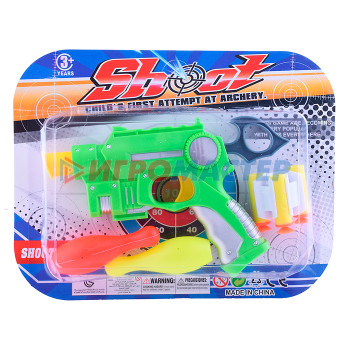 Оружие с мягкими пульками, шариками, присосками, дисками Пистолет E6001-2 с мягкими полимерными пулями, на листе