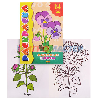 Раскраски, аппликации, прописи Раскраска 2-4 года. Садовые цветы