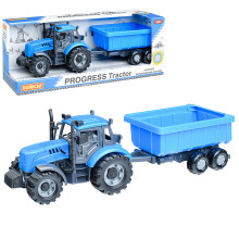 Трактор &quot;Прогресс&quot; с прицепом инерционный (синий) (в коробке)