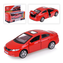 Машина металл, Honda Civic, 12см (открыв. двери, красный) инерц, в коробке