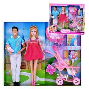 Куклы аналоги Барби Кукла 8088 &quot;Семейная прогулка&quot; с аксессуарами в коробке