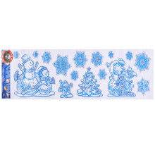 Наклейка новогодняя для декора S1101 &quot;Веселые снеговики&quot; голубые