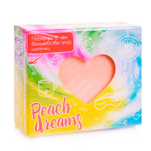 Шипучая соль для ванн с пеной и радужными вставками &quot;Peach dreams&quot; 130 г (персикового цвета сердце)