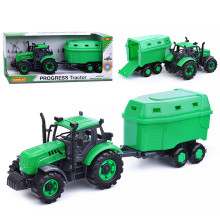 Трактор &quot;Прогресс&quot; с прицепом для перевозки животных инерционный (зелёный) (в коробке)