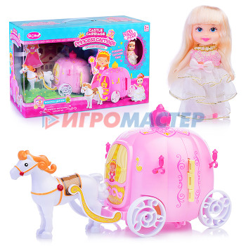 Кареты с лошадьми, машины для кукол Карета QL074 с лошадью в коробке