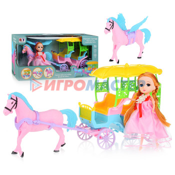 Кареты с лошадьми, машины для кукол Карета HY3B-3 с лошадью в коробке