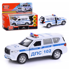 Машина металл Infiniti Qx80 Полиция, 12,5 см, (откр. двери, баг., белый) инер, в коробке