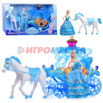 Кареты с лошадьми, машины для кукол Карета 805A с лошадью и куклой, в коробке