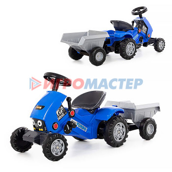 Каталки - толокары Каталка-трактор с педалями &quot;Turbo-2&quot; (синяя) с полуприцепом