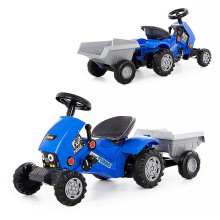 Каталка-трактор с педалями &quot;Turbo-2&quot; (синяя) с полуприцепом