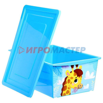 Ящик для игрушек, с крышкой, объём 30 л, цвет голубой
