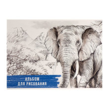 Альбом для рисования А4, 32 листа на скрепке "Слон", обложка мелованный картон, блок 100 г/м2