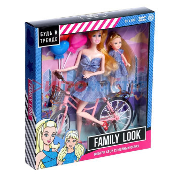 HAPPY VALLEY Кукла с дочкой "Family Look" на велосипеде, джинс SL-05536
