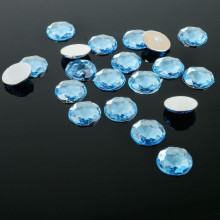 Стразы плоские круг, 12 мм, (набор 20шт), цвет голубой