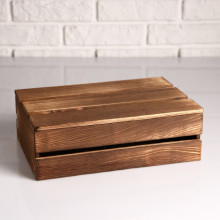 Ящик деревянный 30×20×10 см подарочный с реечной крышкой, брашированный